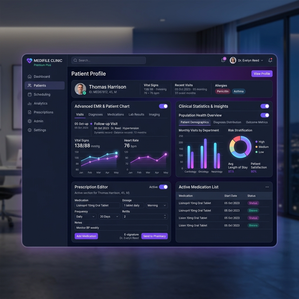 Dashboard de Medifile Plan Plus Médico